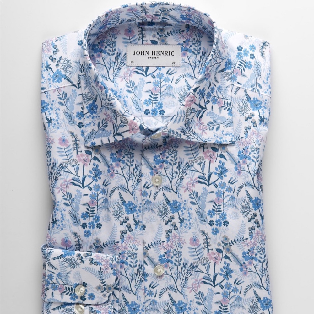 NWT John Henric Dubai floral button down shirt